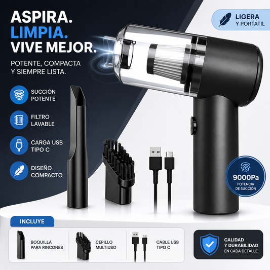 Mini Aspiradora Portátil Inalámbrica para Auto y Hogar